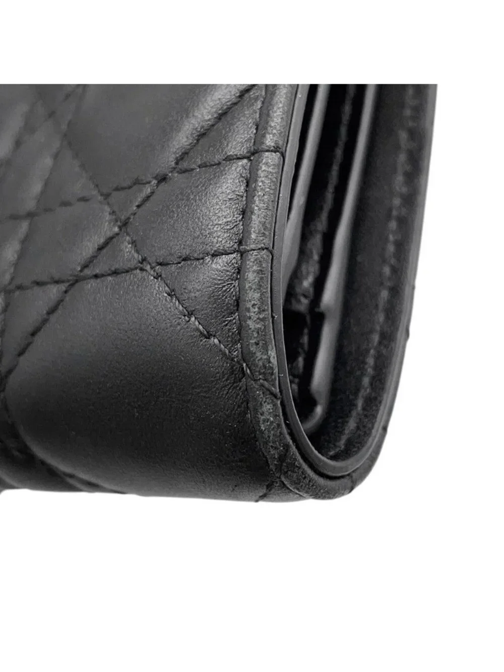 Dior Bifold Wallet Lady Dahlia Cannage Leather Black